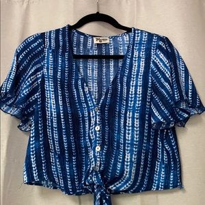 Tie-Dye Abalone Button Crop Top